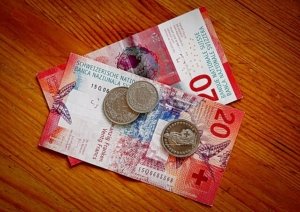Swiss Franc banknotes and coins